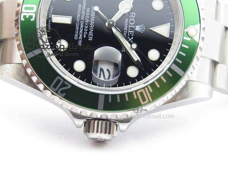 MiroTime 0523 SoftTouch Submariner 16610LV SS Green Metal Bezel JF 1:1 Best Edition Black Dial On SS Bracelet SH 3755
